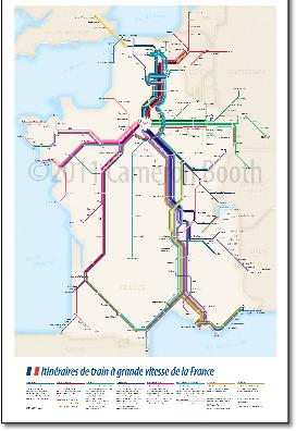 French TGV rail train map