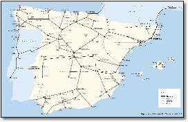 European Rail Timetable map Spain 