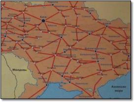 Ukraine rail train network map