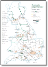 UK / Gt Britain train map CRP Community Rail Partnerships