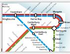 Southeastern rail / train map showing new Javelin services