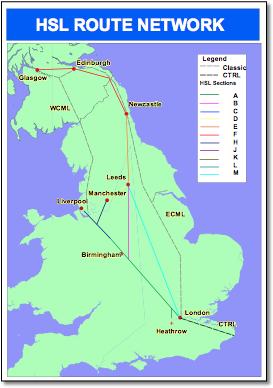 Potential High Speed 2 Atkins route map