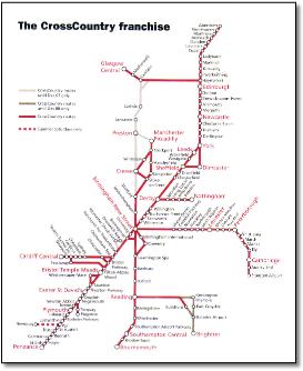 Cross Country train rail map