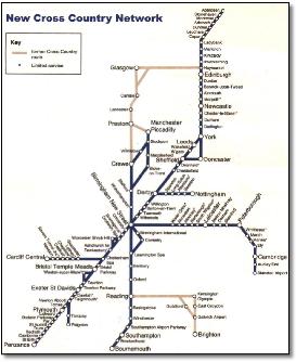Cross Country train rail map