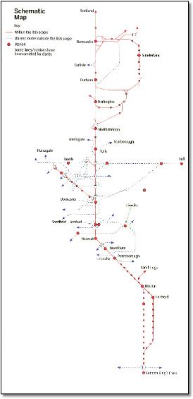 East Coast train rail map