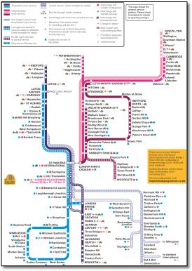 Thameslink First Capital Connect train / rail network map