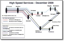 High Speed domestic train rail map Kent
