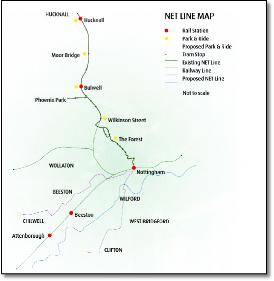 NET Nottingham Express Transit light rail tram map