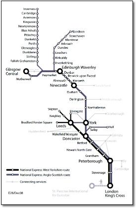 East Coast train rail map