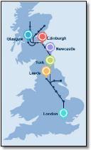 East Coast train rail map