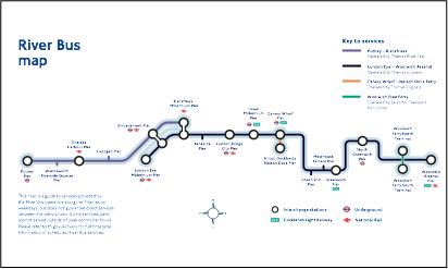 River Thames London River Bus Services map