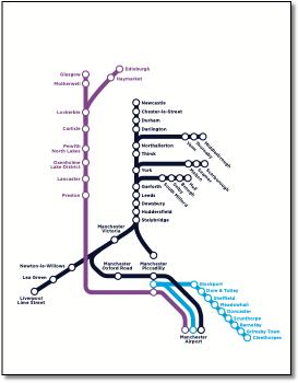 TransPennine Express rail / train network map 2021
