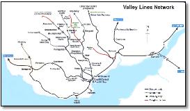 Valley Lines train / rail netwrk map