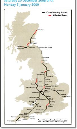 Cross Country train rail map