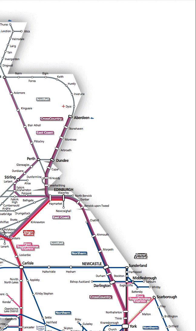 Grreat Britain passenger rail network map