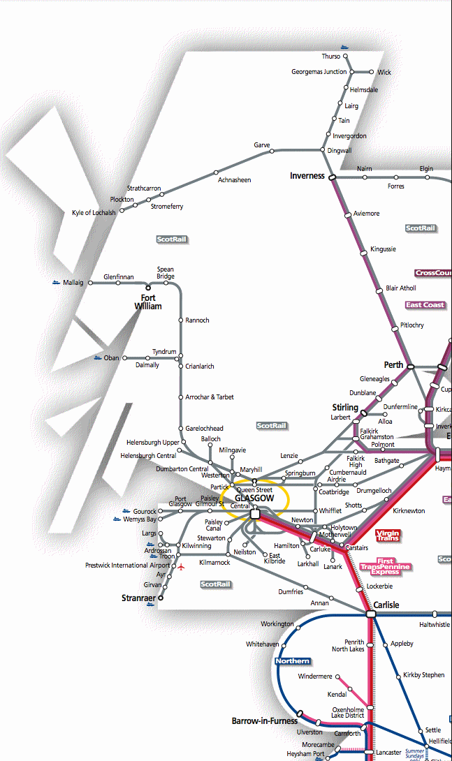 Grreat Britain passenger rail network map