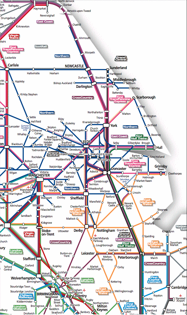 Grreat Britain passenger rail network map