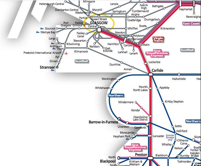 Grreat Britain passenger rail network map