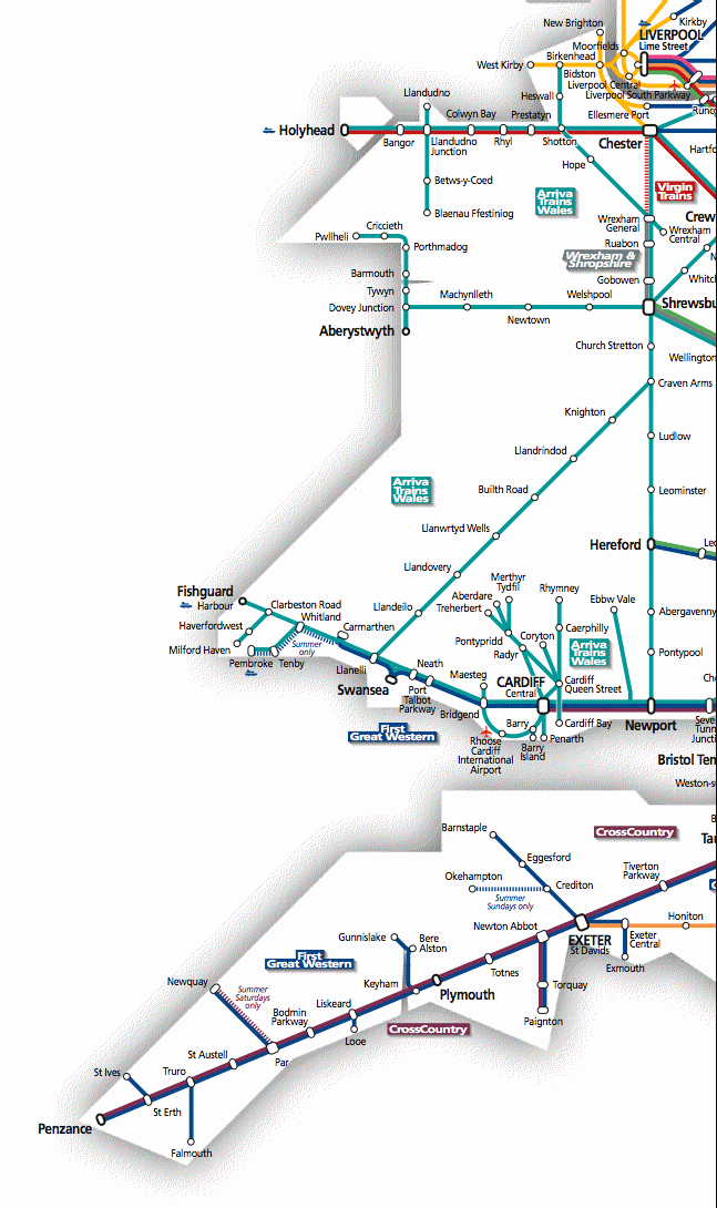 Grreat Britain passenger rail network map