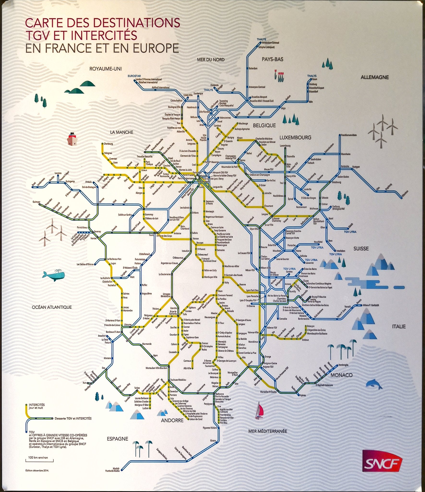 Kaart Treinen Frankrijk - Vogels