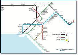 Athens train rail metro tram map
