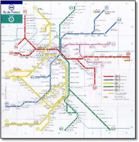 French Paris RER rail map