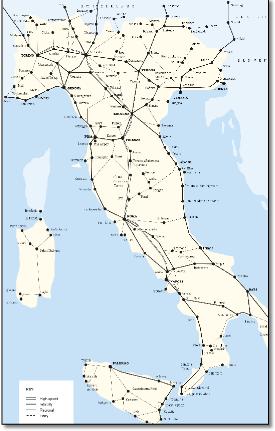 Italy train rail maps