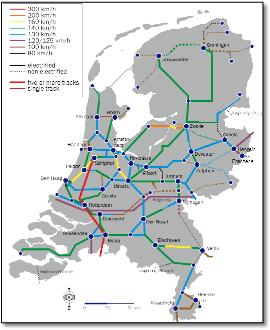 Holland Dutch rail train map