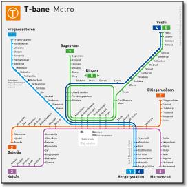 Norway rail train map t-banen-linjekart-03042016 Oslo