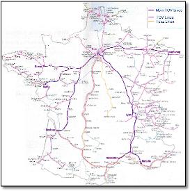 French TGV rail train map