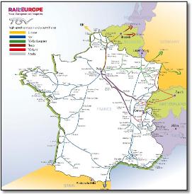 French TGV rail train map