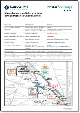 Chiltern alternative routes / disruption map
