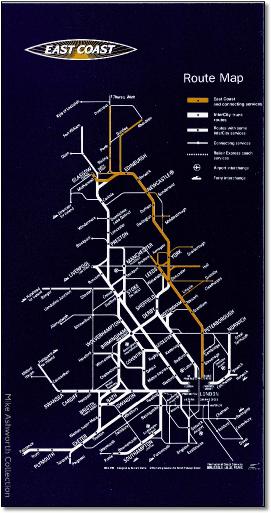 East Coast train rail map