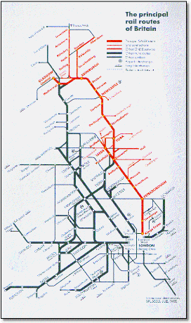 East Coast train rail map