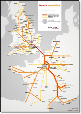 Eurostar train rail maps
