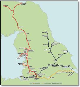 TransPennine Express rail / train network map