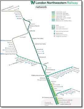 London Northwestern Railway train / rail map