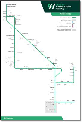 London Northwestern Railway train / rail map