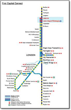 Thameslink train / rail network map