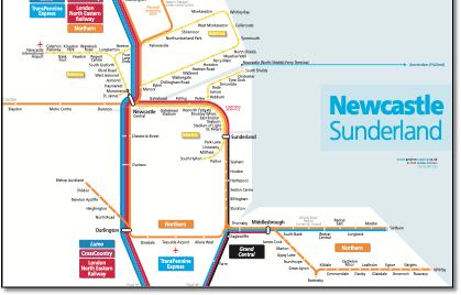 Newcastle train / rail network map