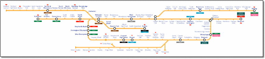 London Overground train rail map