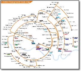 London Overground train rail map circles