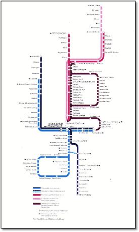 Thameslink First Capital Connect train / rail network map