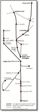 Thameslink First Capital Connect train / rail network map