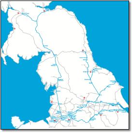TransPennine Express rail / train network map
