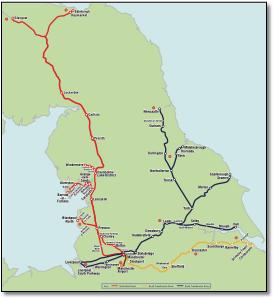TransPennine Express rail / train network map