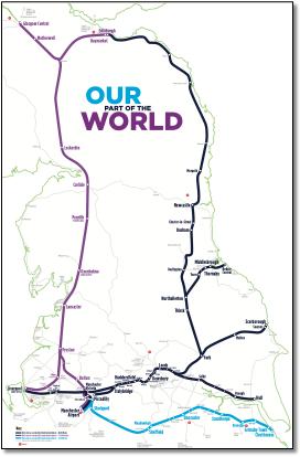 TransPennine Express rail / train network map
