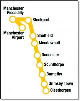 TransPennine Express rail / train network map