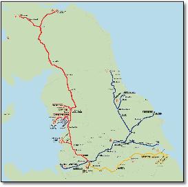 TransPennine Express rail / train network map