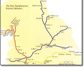 TransPennine Express rail / train network map